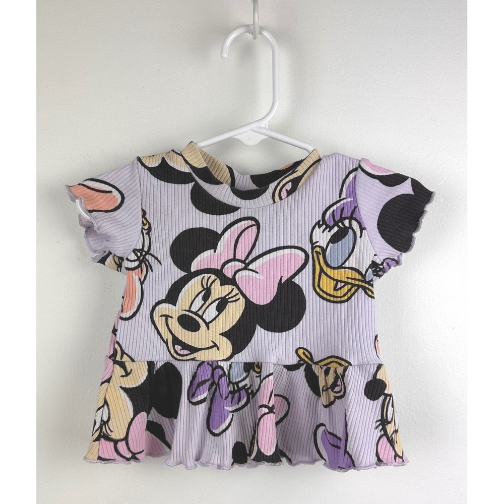 Disney Minnie Mouse 3/6M Lilac Ribbed Tunic Top & Shorts Set Baby Toddler